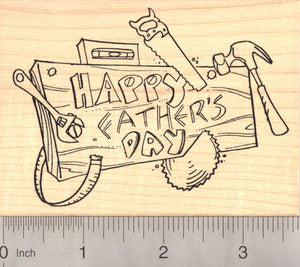 Happy Father's Day, Woodworking Rubber Stamp for Handy Dads