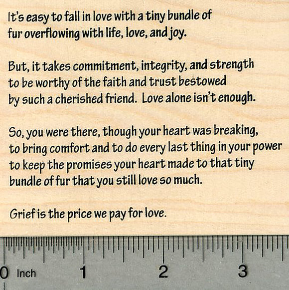Sympathy in Pet Loss Rubber Stamp, It's easy to fall in love