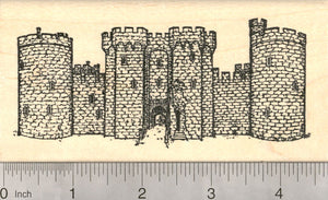 Bodiam Castle Rubber Stamp, Historical Moated English 14th Century Castle, East Sussex