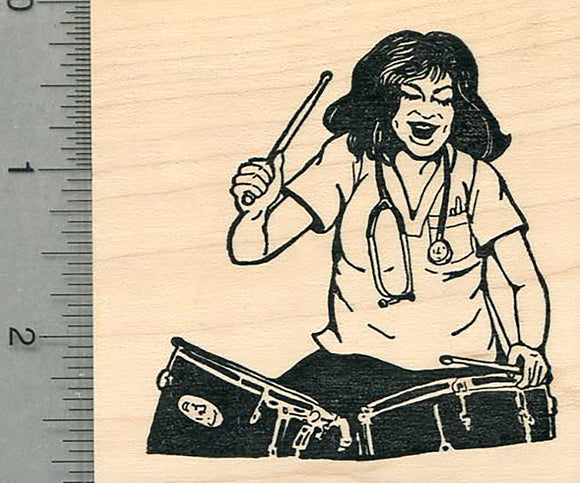 Nurses Rock Rubber Stamp, with Drums, Healthcare Heroes Series
