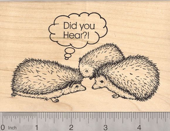 Hedgehog Rubber Stamp, Array or Group of Gossiping Hogs